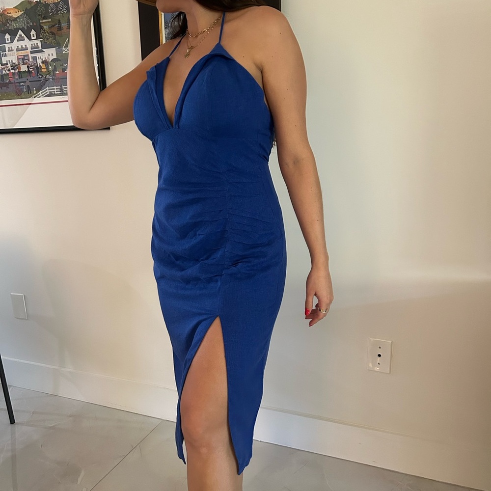 Summer Blue Backless Midi Dress - Picture 7 of 11
